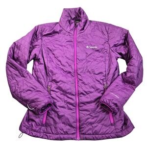 Columbia Jacket Womens Large Purple Omni-Heat Quilted Puffer Insulated Full Zip